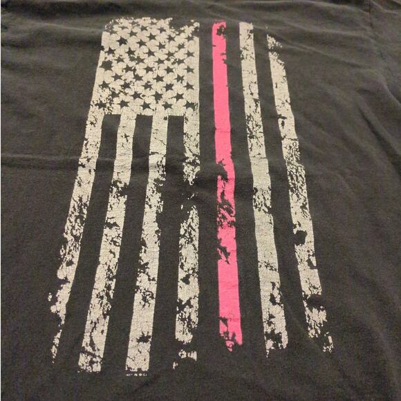 VTG American Flag Patriotic Adult Large Faded Distressed Biker Punk USA Police - Picture 2 of 6